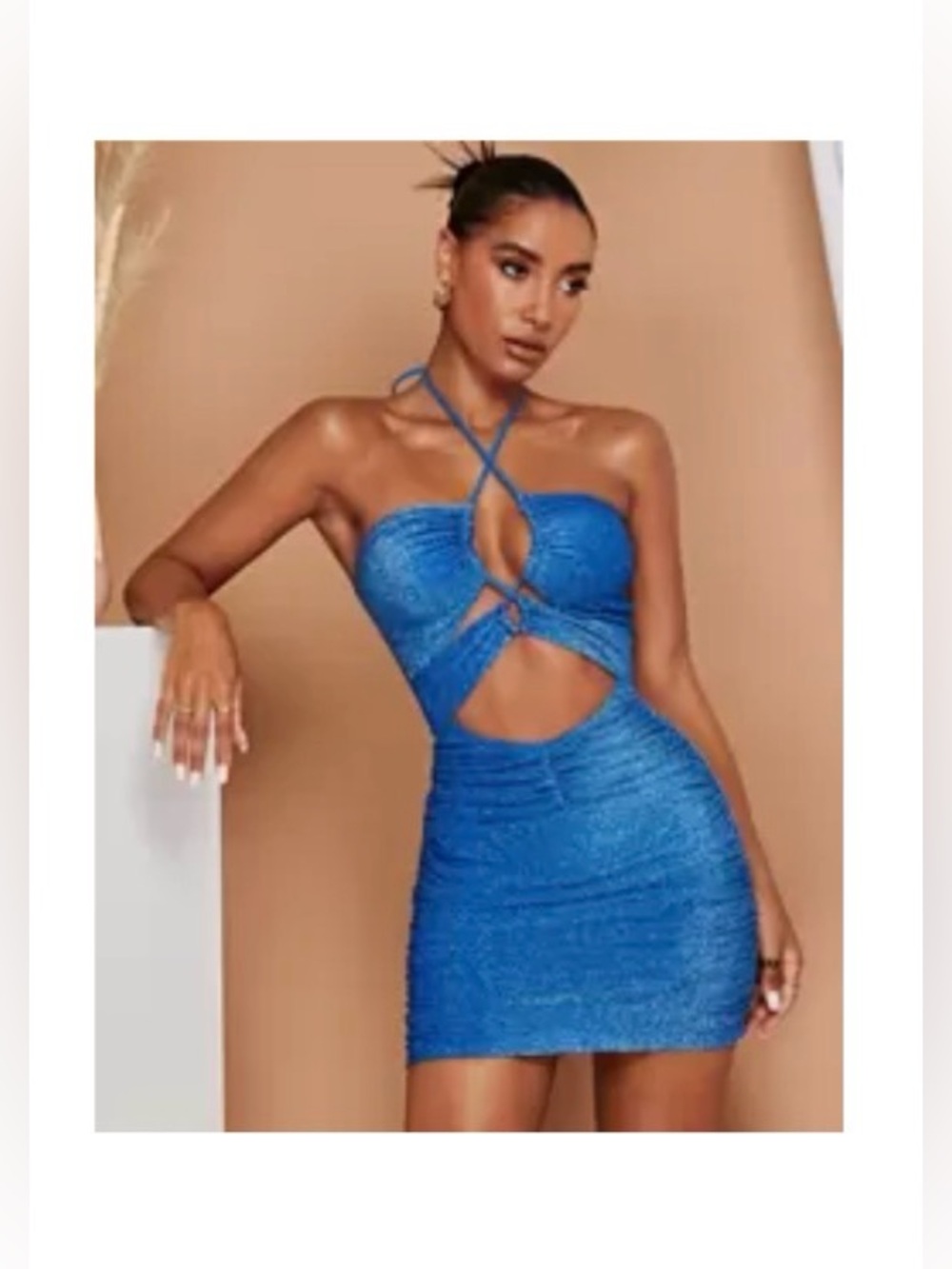 Strappy Cutout Bodycon Mini Dress in Electric Blue